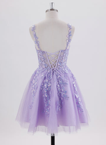 Ball-Gown/Princess Sleeveless Short Tulle Homecoming Dress With Sequins